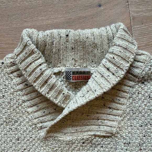 Classic Turtleneck Sweater in Cream and Brown - Picture 3 of 10